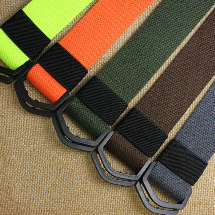 Plastic D Shape Double Ring Buckle Candy-colored Canvas Belt, Belt  Length:130cm(Army Green)