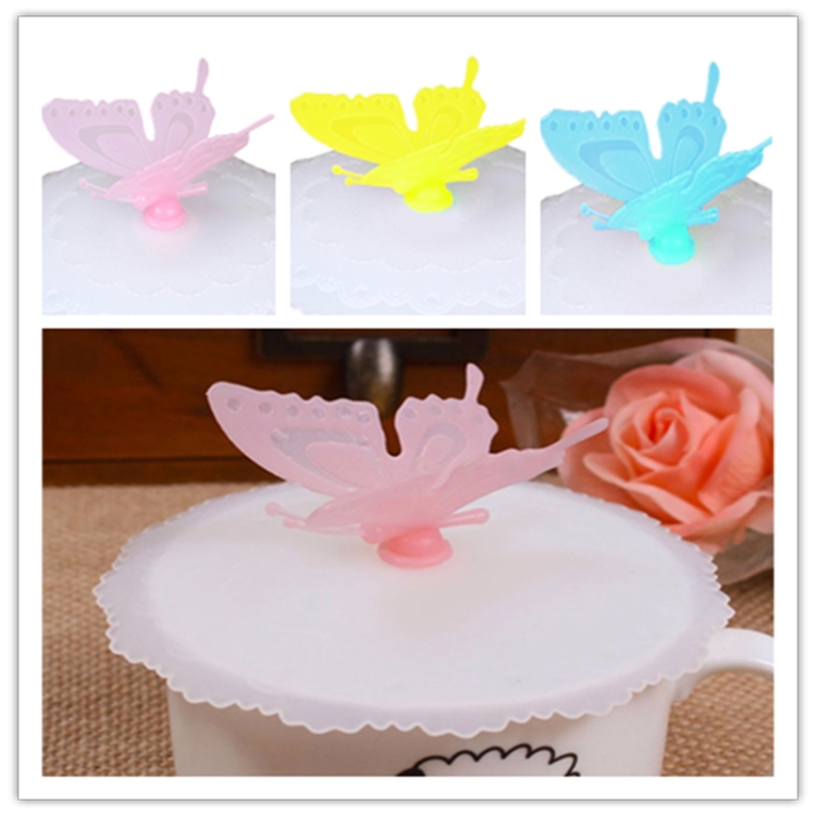 2 PCS Creative Dustproof Silicone Butterfly Transparent Lace Cup Cover(Pink)