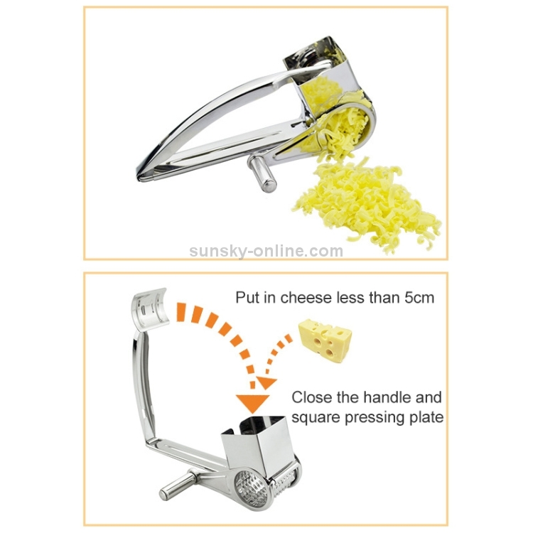 Cheese Grater Rotory Container Stainless Steel Hand-Crank Rotary Shredder  with flakes