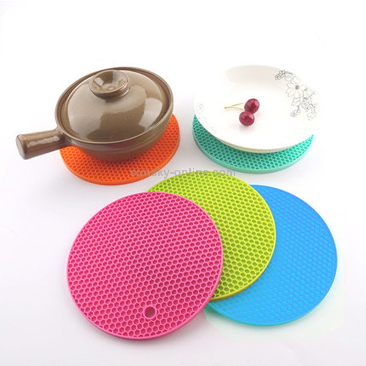 Honeycomb Silicone Round Non-slip Heat Resistant Mat, Size: 18x18x0.8cm( Coffee)