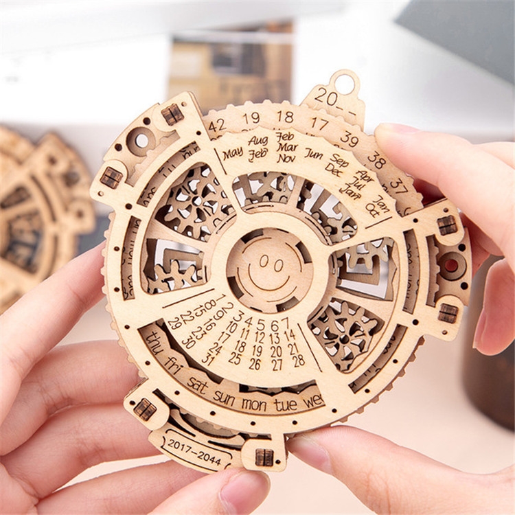 儿童木质机械齿轮万年历立体拼图模型DIY拼装玩具 - 2