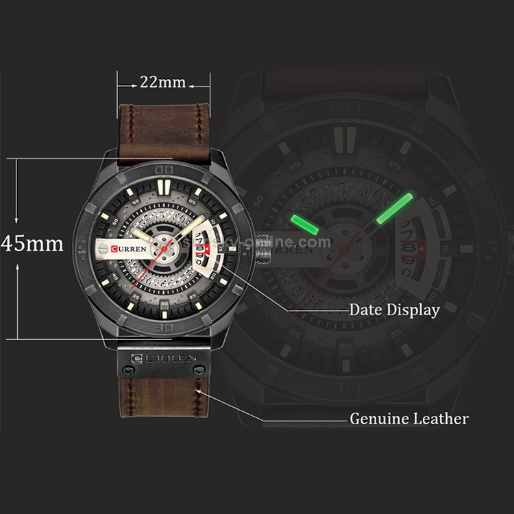 CURREN M8301 Men Military Sports Watch Quartz Date Clock Leather 