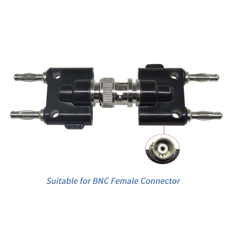 BNC auf Bananen Adapter, 2 Stück, 500 V ausgelegt, BNC Buchse auf 4 mm Doppel Bananenbuchse, Bindepfosten, Messing ABS HF Koax Stecker für Labortests, Oszilloskop, Multimeter
