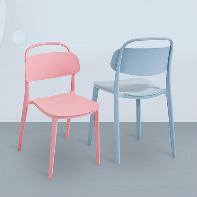 Simple Plastic Chair Office Home Dining Table Cafe Leisure Chair(White)