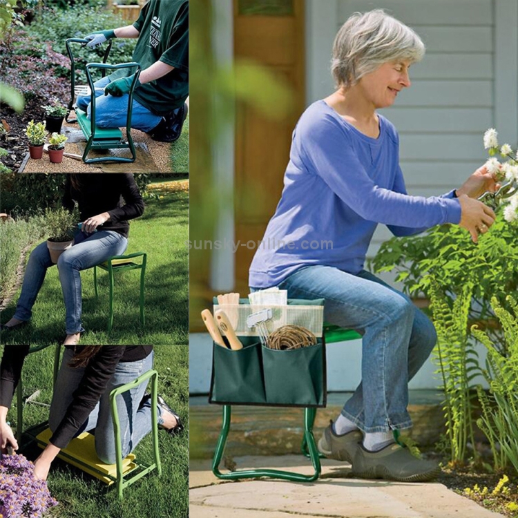 Ultimate Comfort Gardening: Folding Stainless Steel Garden Stool with Knee Pads