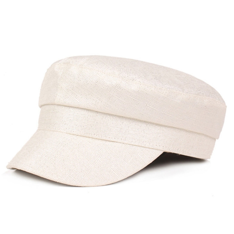 Women Cotton and Linen Flat Top Sun hat 