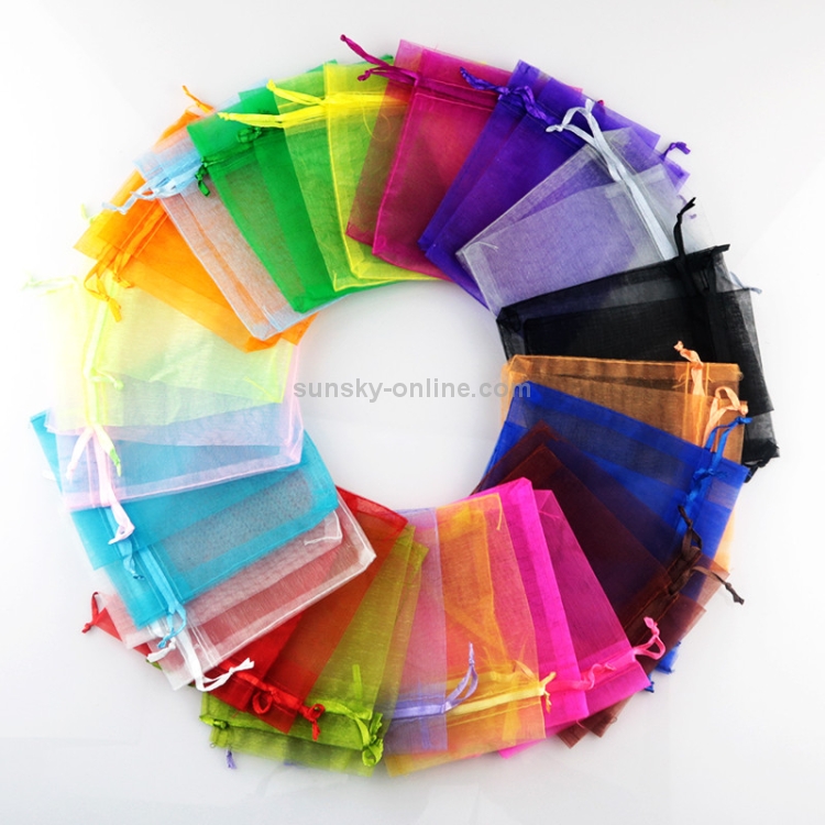 100 PCS Gift Bags Jewelry Organza Bag Wedding Birthday Party Drawable  Pouches, Gift Bag Size:10x15cm(Sapphire Blue)
