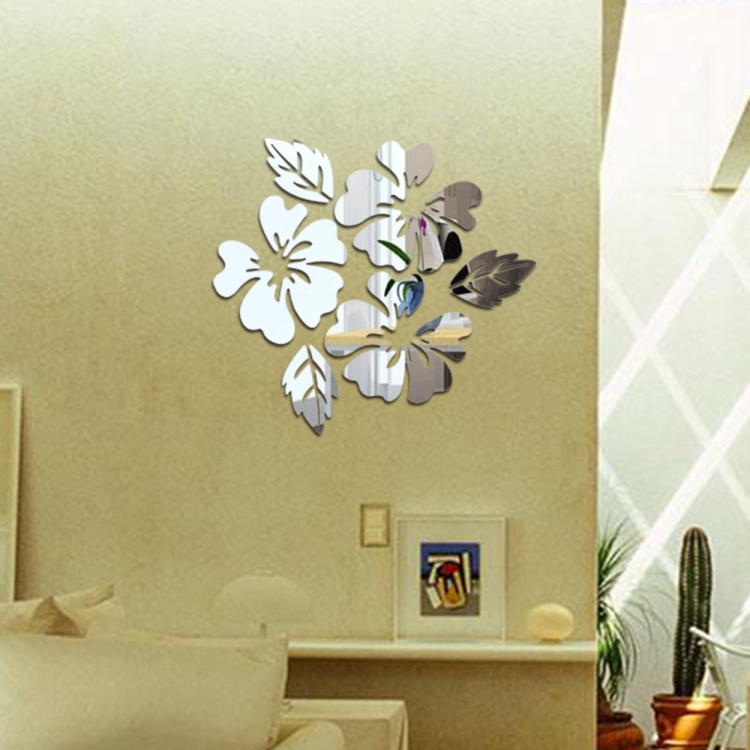 3D motif de fleur miroir acrylique Stickers muraux Creative Home