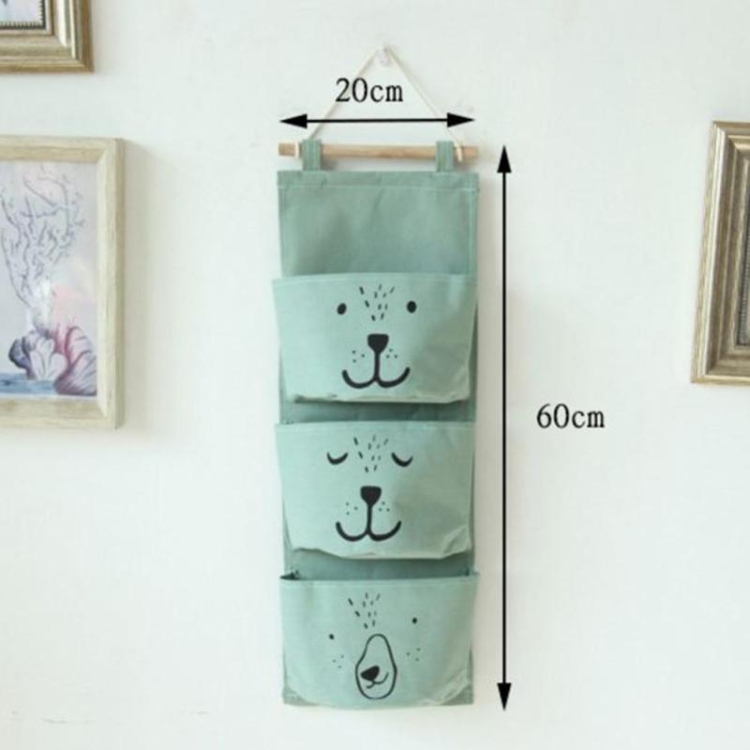 Transparent Cotton Linen 3 Grids Wall Hanging Storage Bag Organizer, For  Home