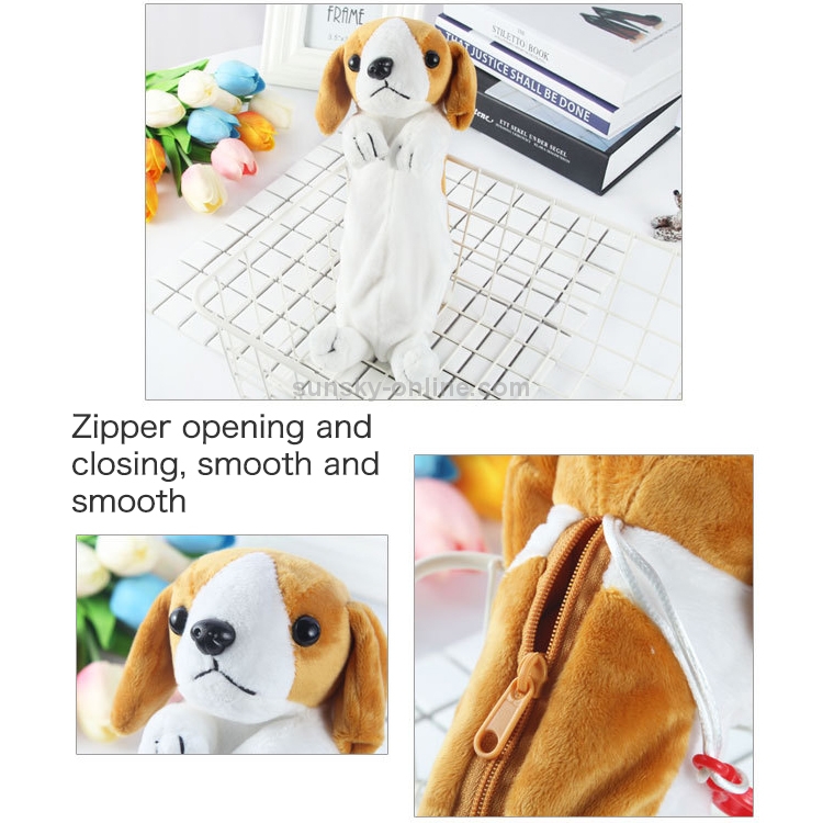Cartoon Plush Dog Pencil Case Pen Bag For Kids School Supplies Stationery Lovely 