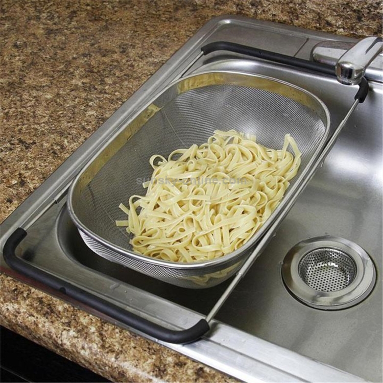 Stainless Steel Foldingf Filter Kitchen Tools Drainage Household  Retractable Vegetable Fruit Basket, Size:18x27x11cm
