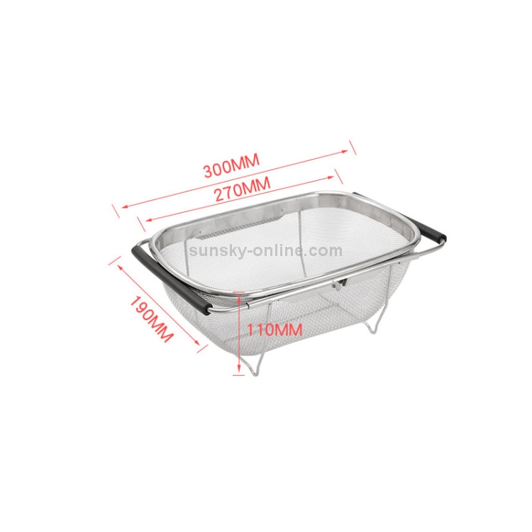 Stainless Steel Foldingf Filter Kitchen Tools Drainage Household  Retractable Vegetable Fruit Basket, Size:18x27x11cm