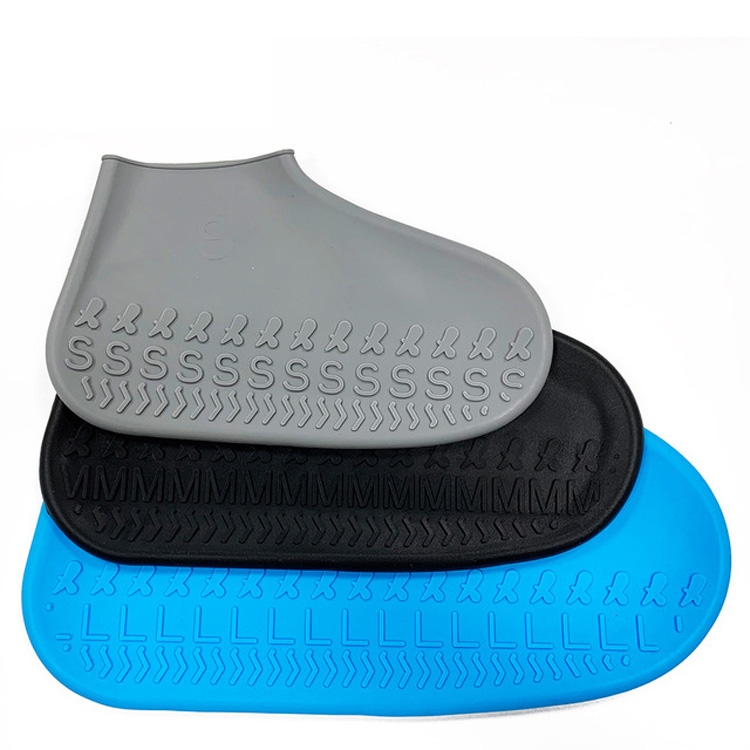 1 paire de couvre chaussure imperméable en silicone et antidérapante,  couleur bleu taille L (41-45) - amazumia