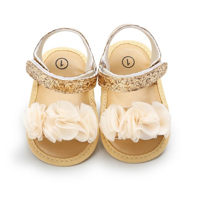 SUNSKY - Flores Zapatos para niñas bebés Sandalias antideslizantes  Prewalkers Zapatos para caminar Sandalias de playa (Dorado)
