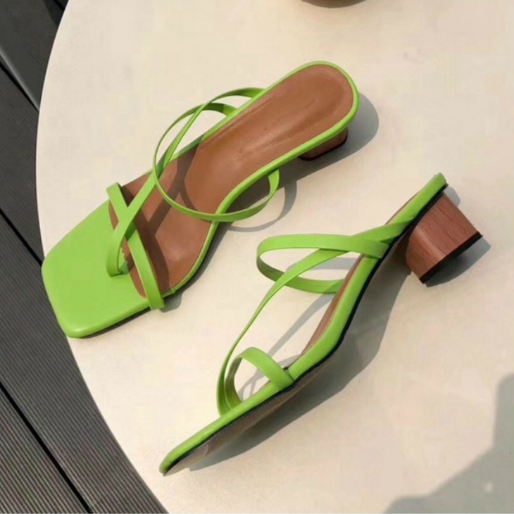 SUNSKY - Zomer Dames Slipper Lage Hak Slides Vrouwelijke Peep Toe Vierkante  Hak Sandaal Vakantie Slippers, Maat: 36 (Groen)