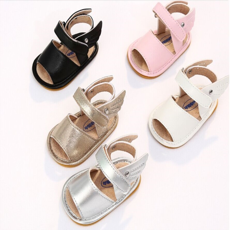 Baby Girl Sandals PU Newborn Baby Shoes Wings Angel Baby Girl Sandals White