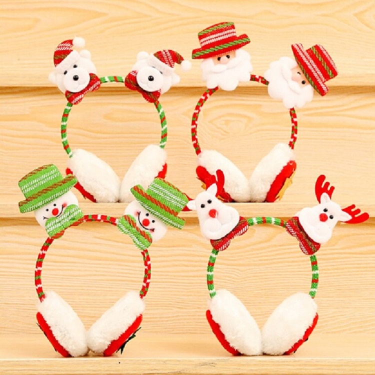 Women Men Christmas Earmuffs Head Hoop Cute Cartoon Decoration for For  Winter(Snowmen)