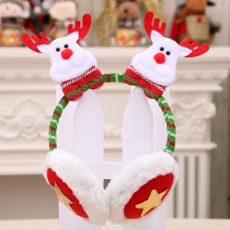 Cerceau de tête de cache-oreilles de Noël pour hommes pour femmes,  décoration de dessin animé mignon pour l'hiver (petit élan)