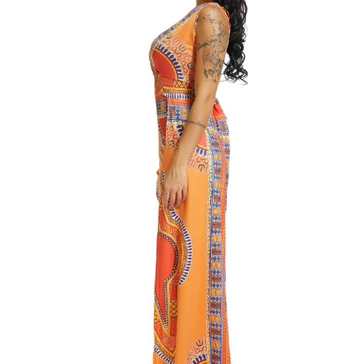 African Dress Autumn Positioning Printing Orange Ethnic Pants 