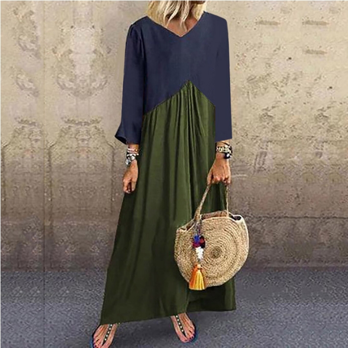 Stitching Contrast Color Irregular Long 