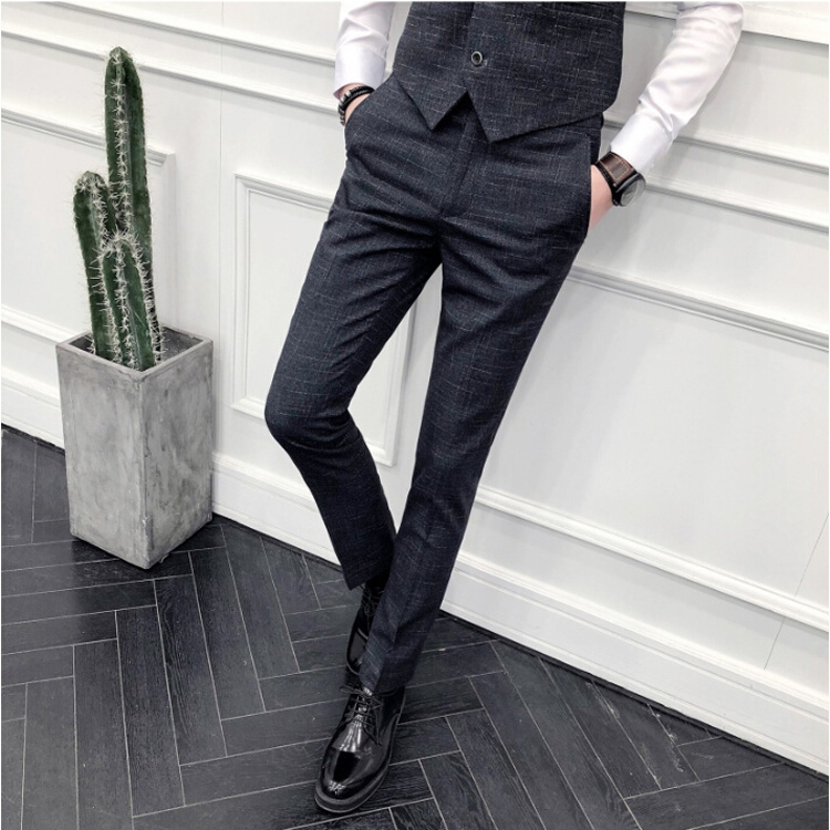 Männer Business Karriere Slim British Wind Groomsman Anzug Anzug  Dreiteiliger Anzug, Größe: M (Schwarz Grau)