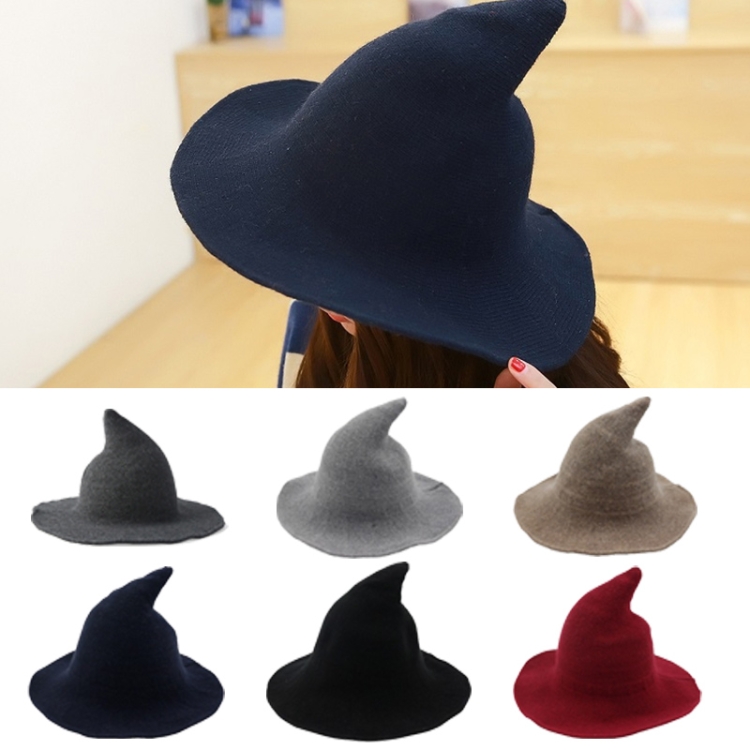 Halloween Personality Wizard Steeple Great Brim Wool Cap(Navy)