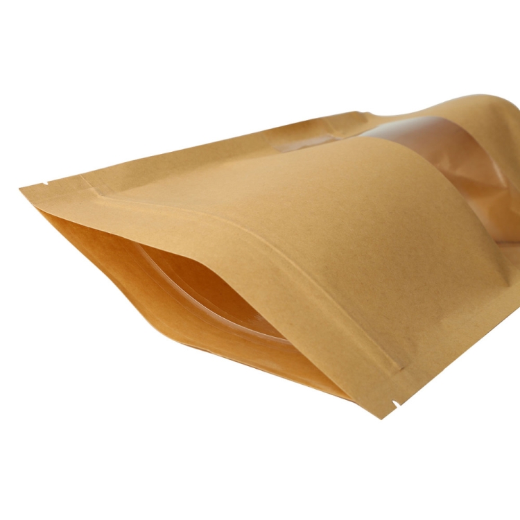 50 PCS Zipper Self Sealing Kraft Paper Bag with Window Stand Up for ...