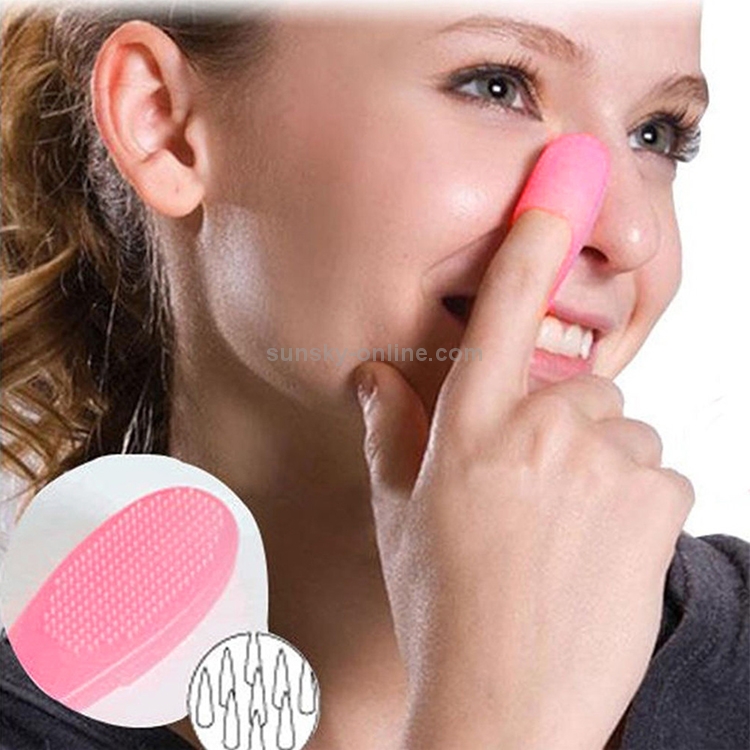 Green silicone blackhead remover and face-cleansing massage brush-gentle exfoliating finger tool for deep pore cleaning, blackhead extraction, and daily facial skincare routine