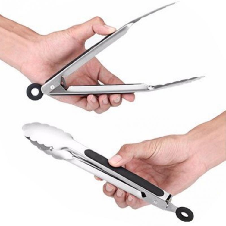 Stainless Steel Silicone Handle Kitchen Food Meat Barbecue Clip, Size:12  inch