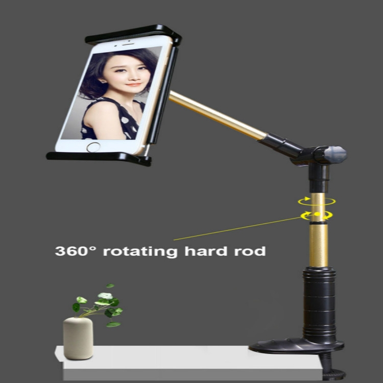 360 Degree Rotation Lazy Mount Folding Long Arm Phone Stand Holder for 4-14 Inch Tablet & Phone(Rose Gold)