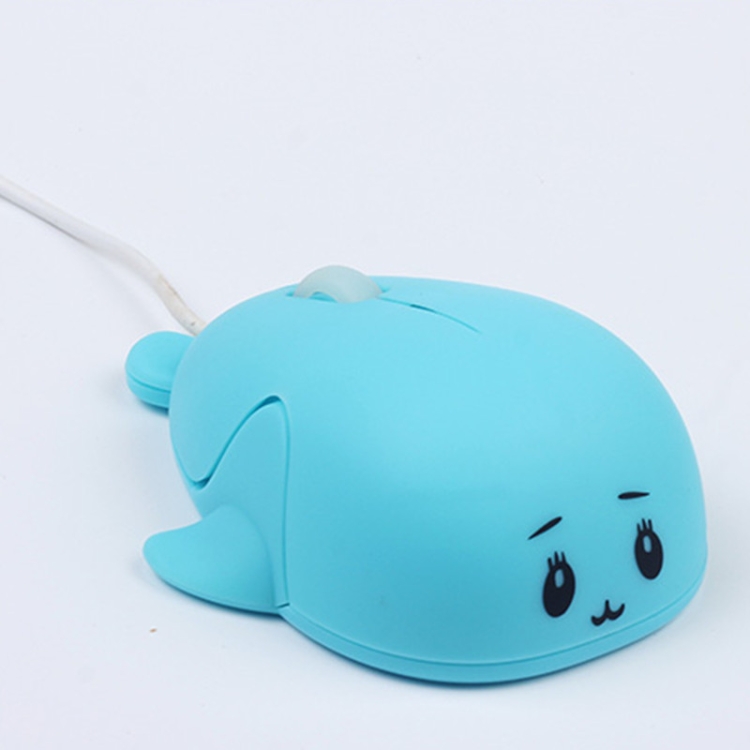 Ratón con cable de dibujos animados lindo para niña, oficina, hogar, portátil, ratón (azul) - 1