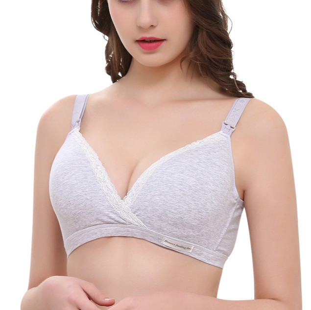 Nursing Maternity Clothing Cotton Breast Feeding Bra for Pregnant Women Pregnancy  Breast Sleep Underwear, Size:38/85(Gray)