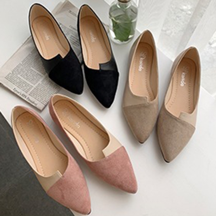 mujer Empalme Color Slip On Flat Zapatos Mujer, Talla de zapato: 39 (Beige)