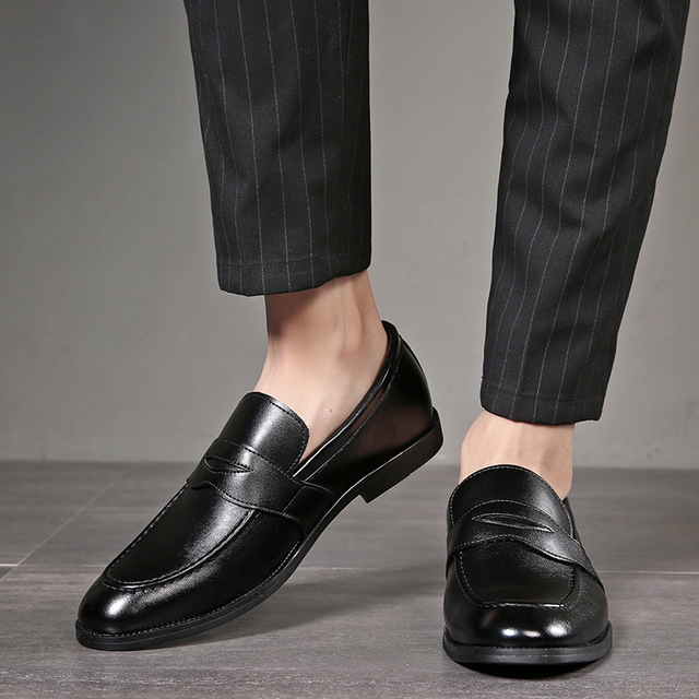 Zapatos casuales de negocios para hombres Zapatos sin cordones Zapatos  blandos británicos, tamaño: 39 (negro)