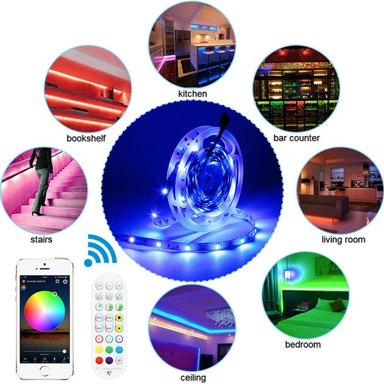 15M 270 LEDs Bluetooth Suit Smart Music Sound Control Light Strip  Non-waterproof 5050 RGB Colorful Atmosphere LED Light Strip With 24-Keys  Remote Control(AU Plug)