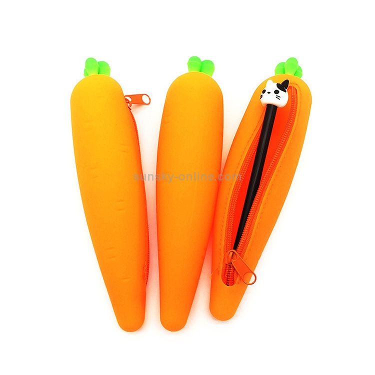 Shop Silicone School Pencil Case Carrot Shape - Orange
