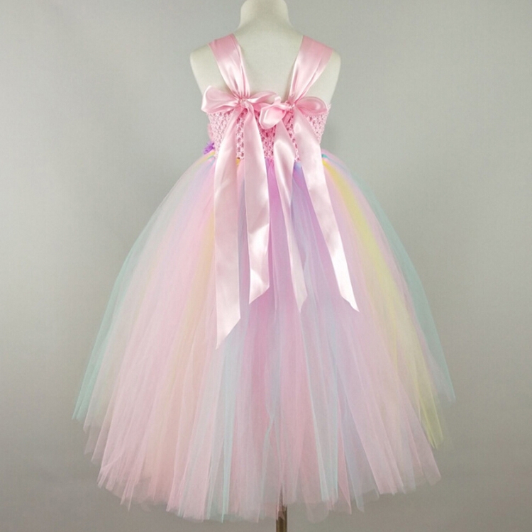 Vestido de niña de flores en colores pastel para niños Vestido de noche de  boda de tul esponjoso para niños, altura adecuada: 130 cm (rosa)