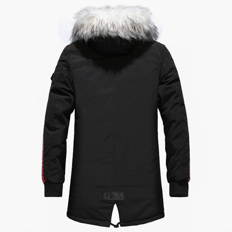 Winter Men Thicken Warm Parkas Casual Long Outwear Hooded Collar Jackets Coats, Size:L(Blue White) - 3
