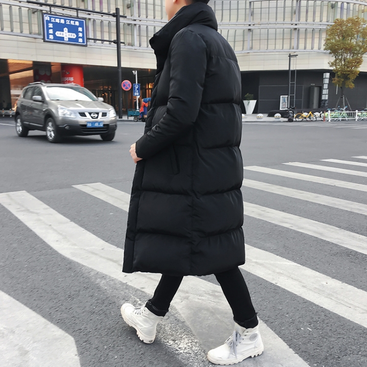 Mens Long Down Jacket Coat Winter Parkas Thick Warm Slim Fit Male Overcoat, Size:L(Black) - 3