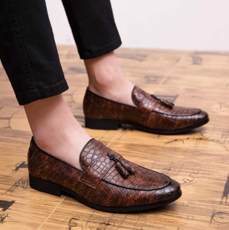 Zapatos cómodos para hombre de vestir a punta moda de negocios caballero, 38 (marrón)
