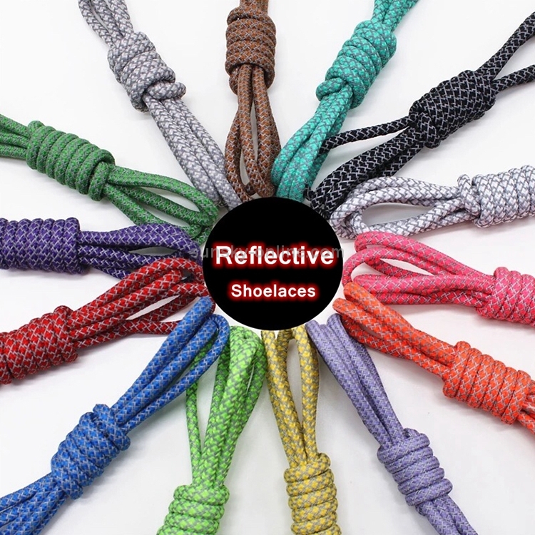 120cm Reflective Round Rope Shoe Laces Shoelaces Sneakers Athletic Sports String
