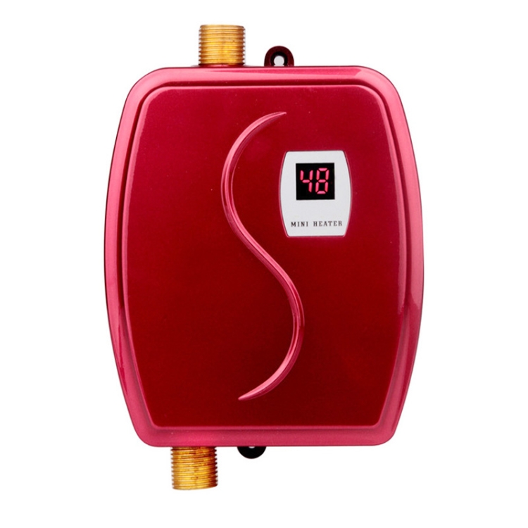 3800W Mini chauffe-eau instantané électrique sans réservoir Salle de bains  Cuisine Lavage Chaudière à eau Appareil de cuisine domestique, Prise: Prise  220-240V UK (Rouge)