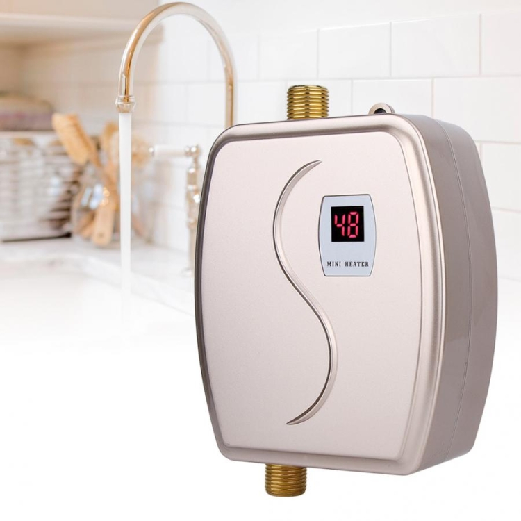3800W Mini chauffe-eau instantané électrique sans réservoir Salle de bains  Cuisine Lavage Chaudière à eau Appareil de cuisine domestique, Prise: Prise  220-240V UK (Rouge)