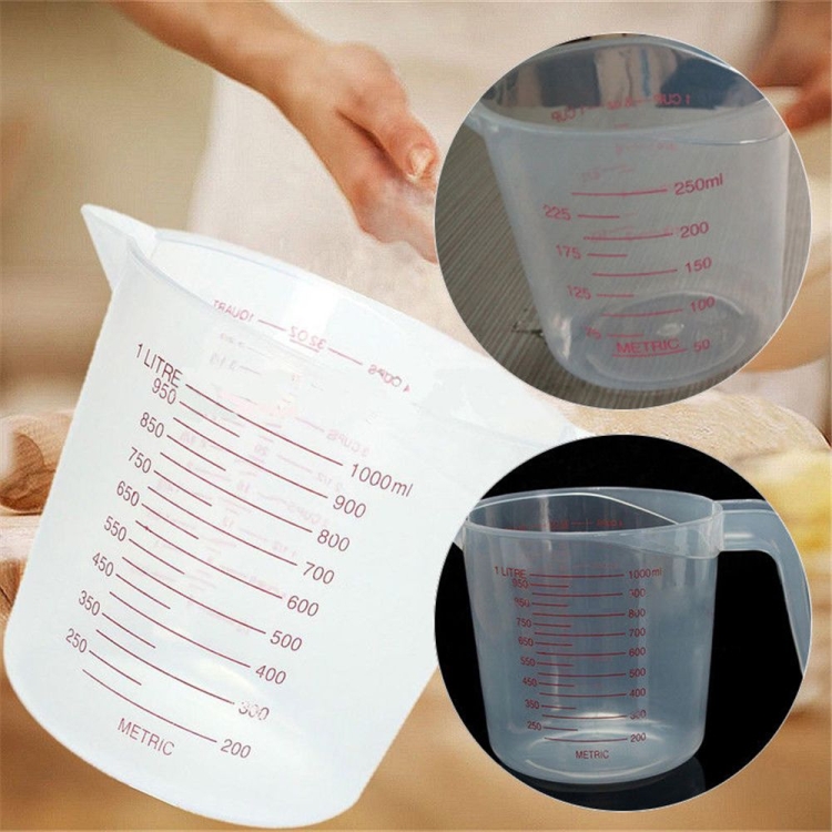 Vaso medidor de plástico de 1000 ml con escala para cocina