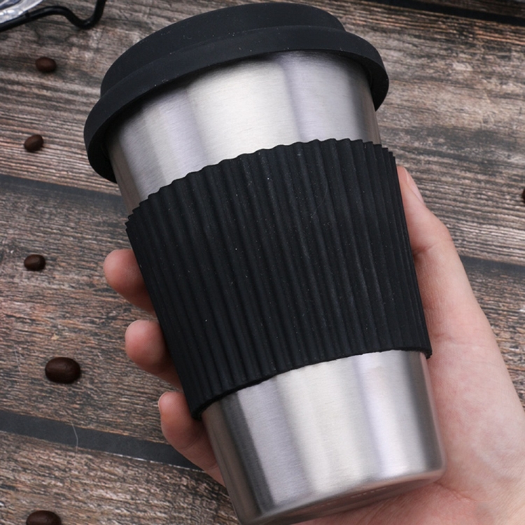 Stainless Steel Coffee Cups with Silicone Lids Non-slip Anti