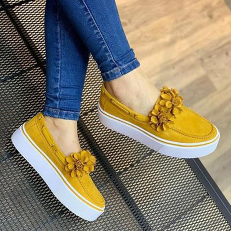 Zapatos casuales de fondo plano floral para mujer, Talla de zapato: 43  (rosa)