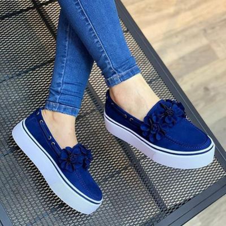 Zapatos casuales de fondo plano floral para mujer, Talla de zapato: 43  (rosa)