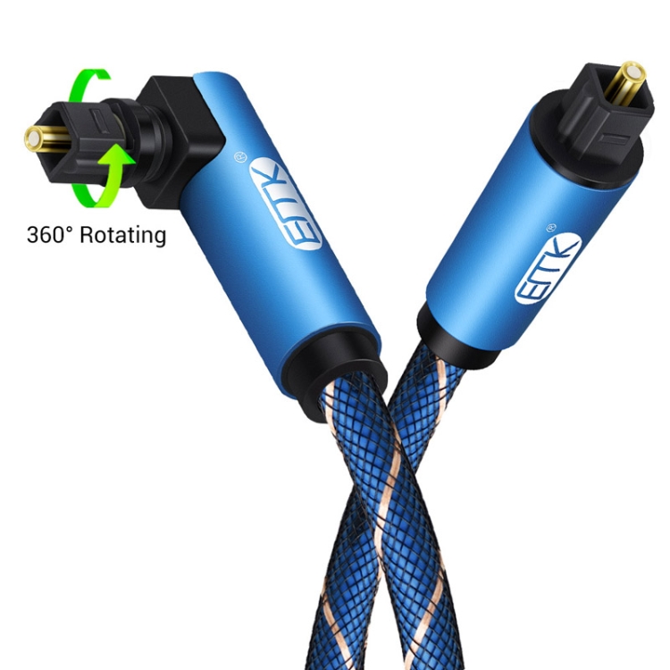 EMK Cable de audio óptico de malla tejida de nailon con enchufe giratorio de 360 grados en ángulo recto ajustable giratorio de 90 grados, longitud del cable: 1 m (azul) - B1