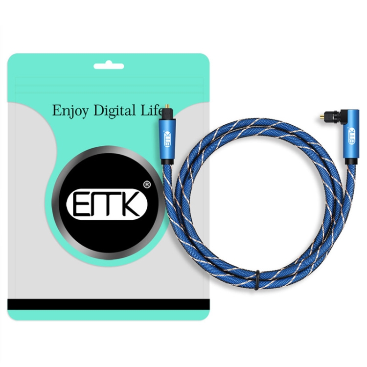EMK Cable de audio óptico de malla tejida de nailon con enchufe giratorio de 360 grados en ángulo recto ajustable giratorio de 90 grados, longitud del cable: 1 m (azul) - B5