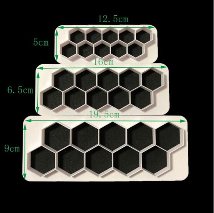 2 PCS Chocolate Cake Geometric Puzzle Embossed Strip Foundation Shape Graphic Biscuit Mold Stamping Tool(Hexagon)